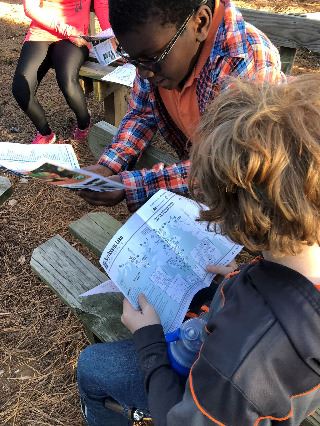 Children looking at the map